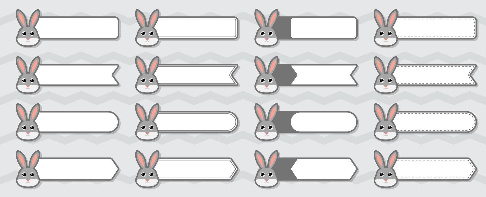 juego de pegatinas de notas con conejo vector