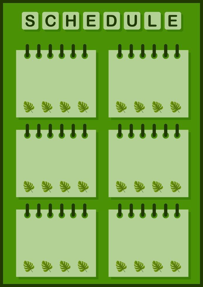 planificador diario y semanal con monstera vector