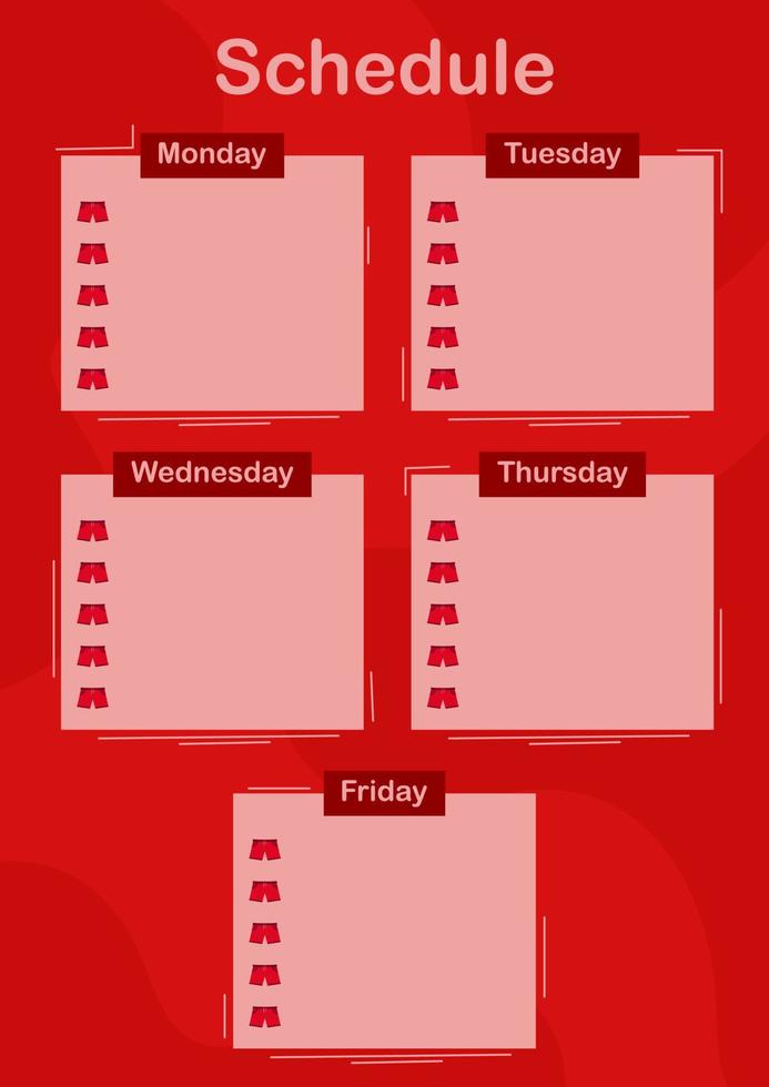 Daily and weekly planner with Shorts vector