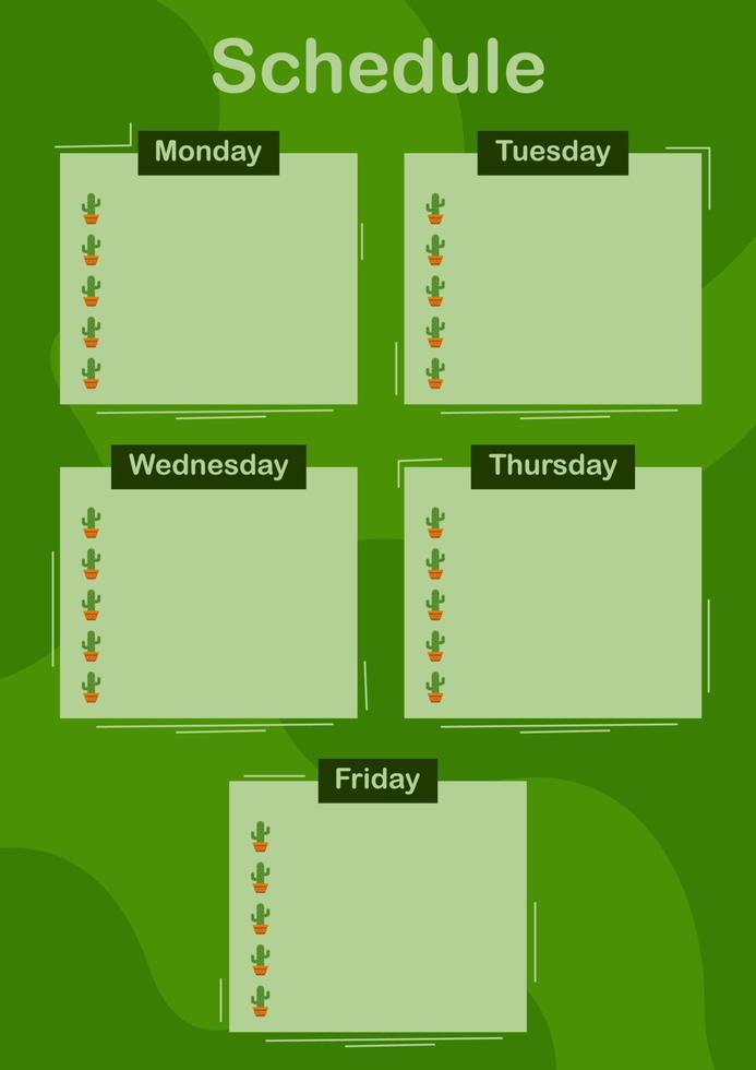 Daily and weekly planner with Cactus vector