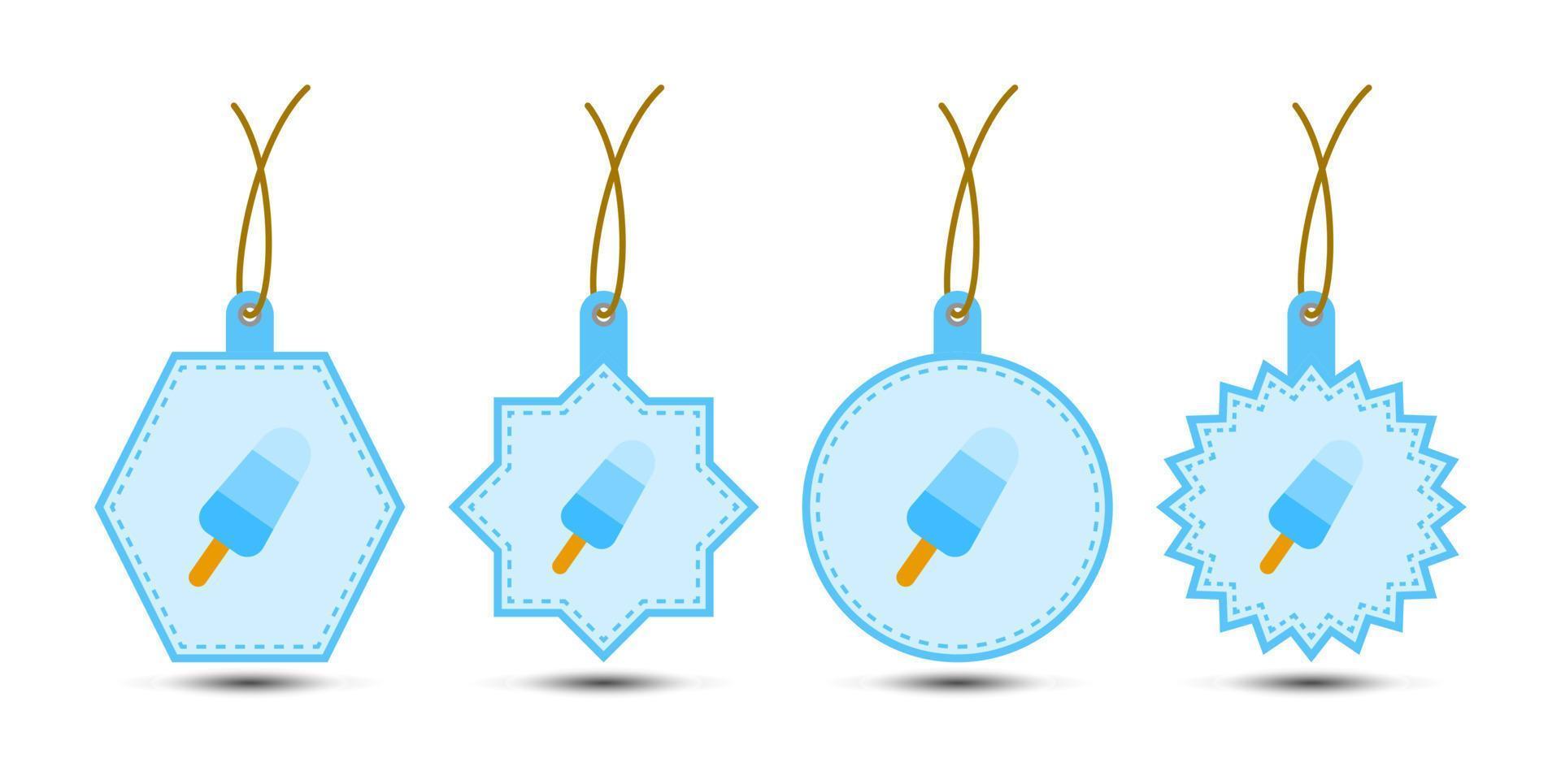 Set of Ice Cream tags with cord vector