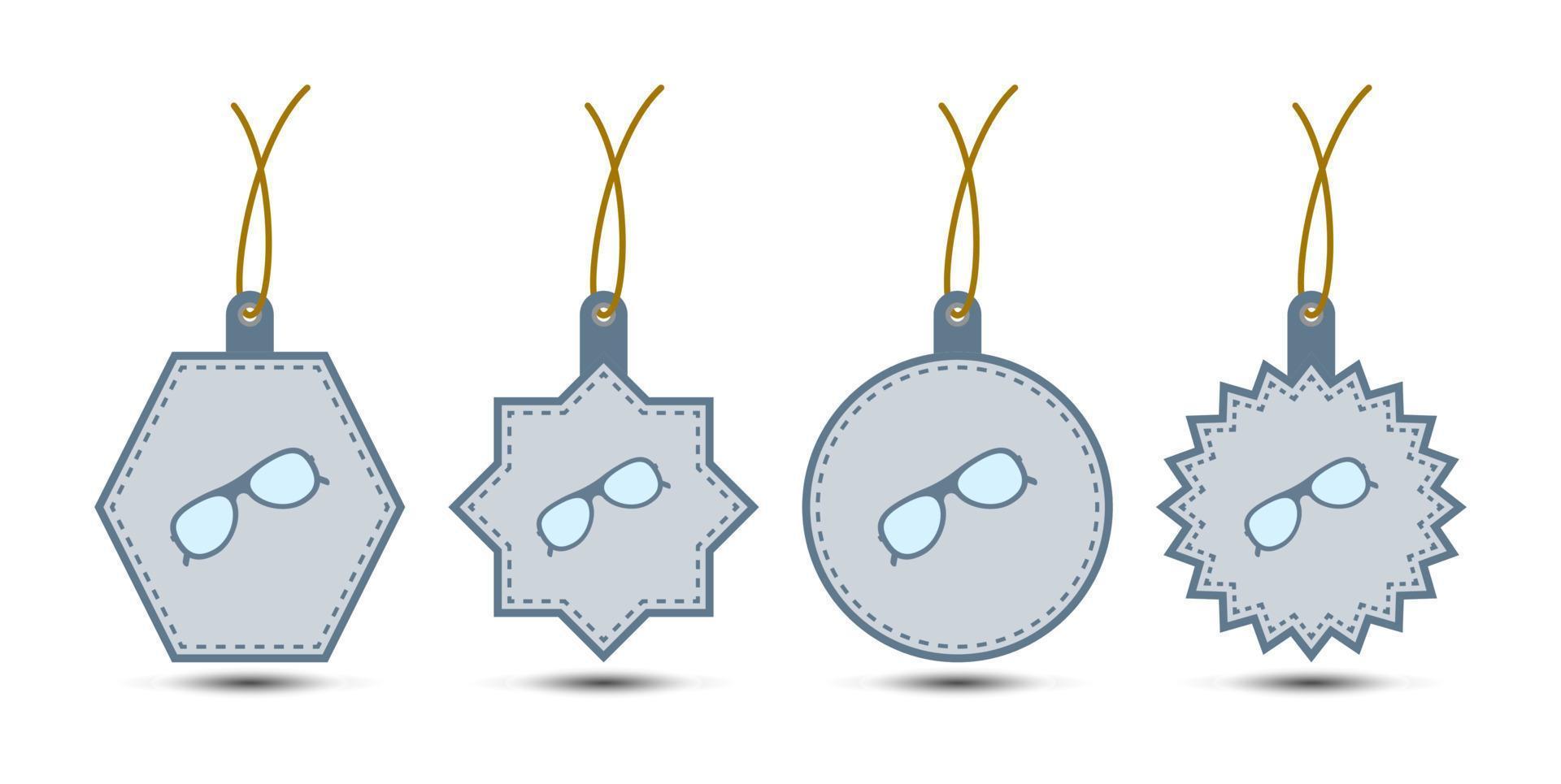 Set of Glasses tags with cord vector