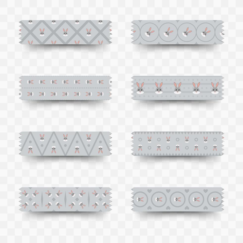 Set of Rabbit washi tape vector