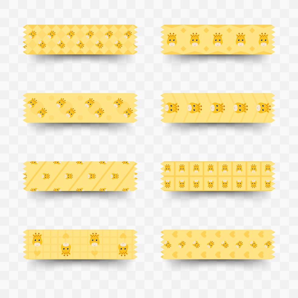 Set of Giraffe washi tape vector