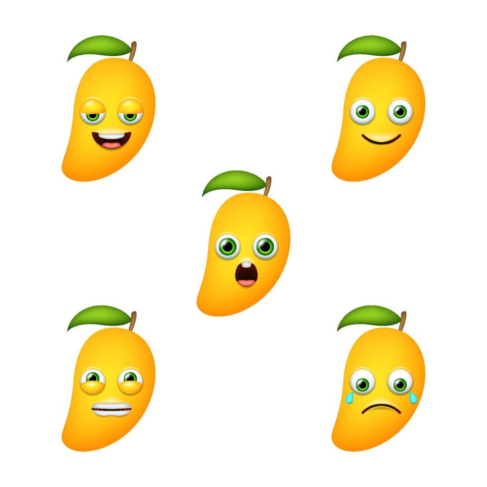 Emoticon of cute Mango. Isolated vector set