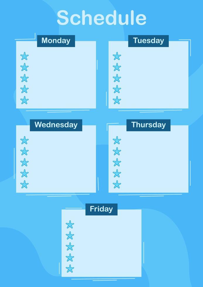 Daily and weekly planner with Starfish vector