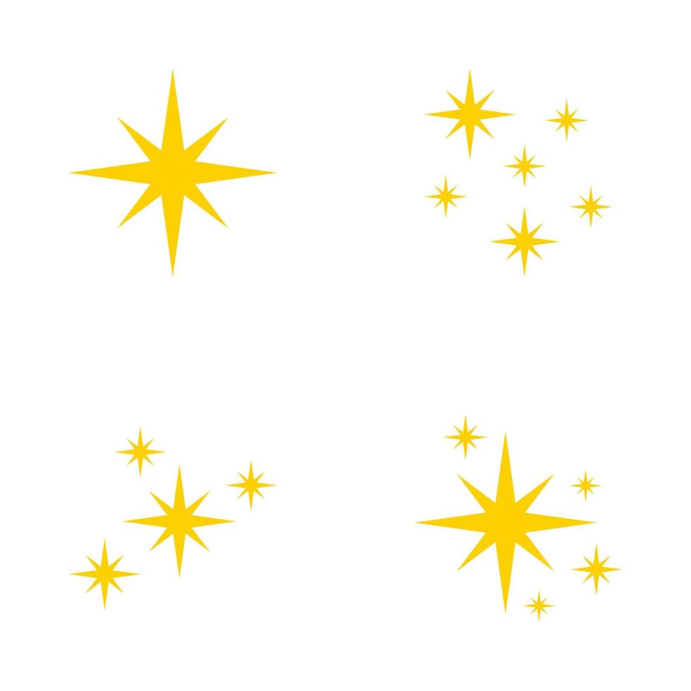 conjunto de estrellas brilla, diseño plano vector