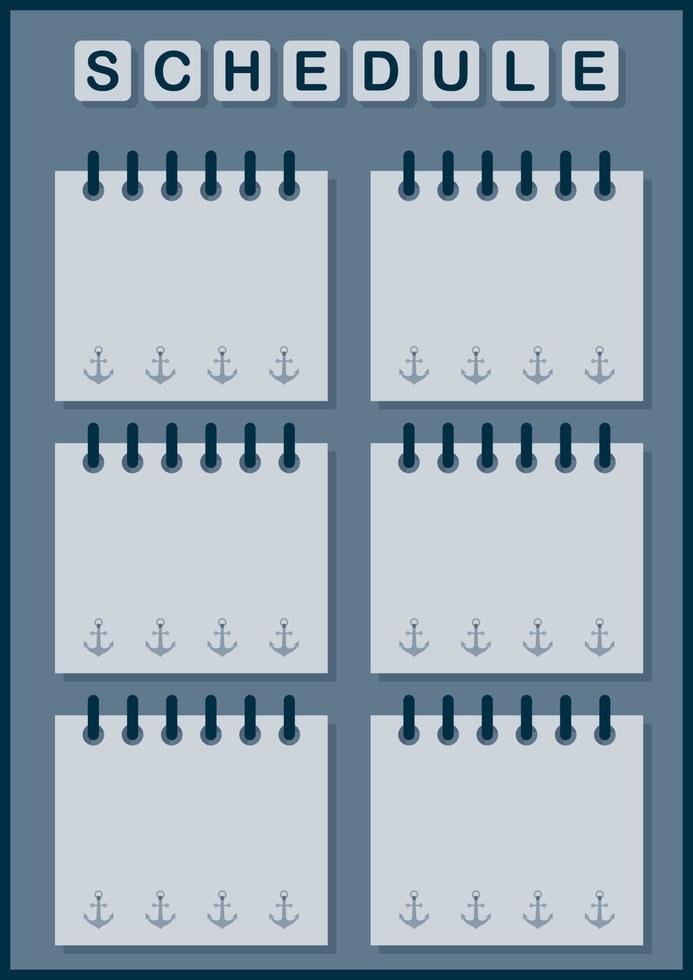 Daily and weekly planner with Anchor vector
