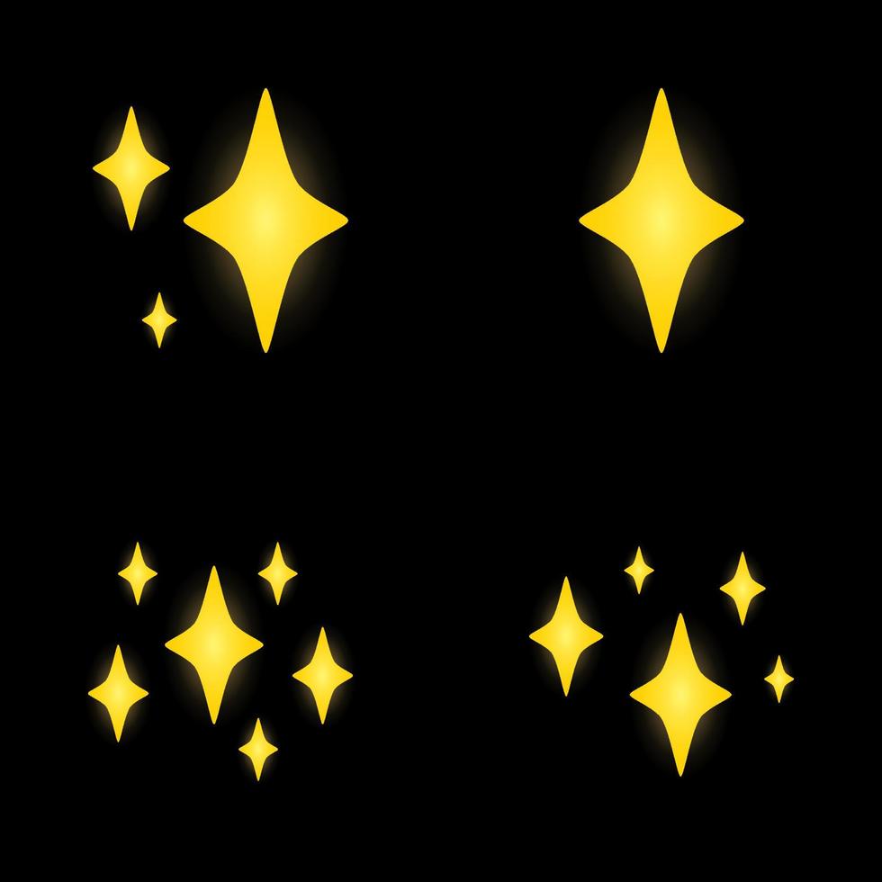 Set of stars sparkles, flat design vector