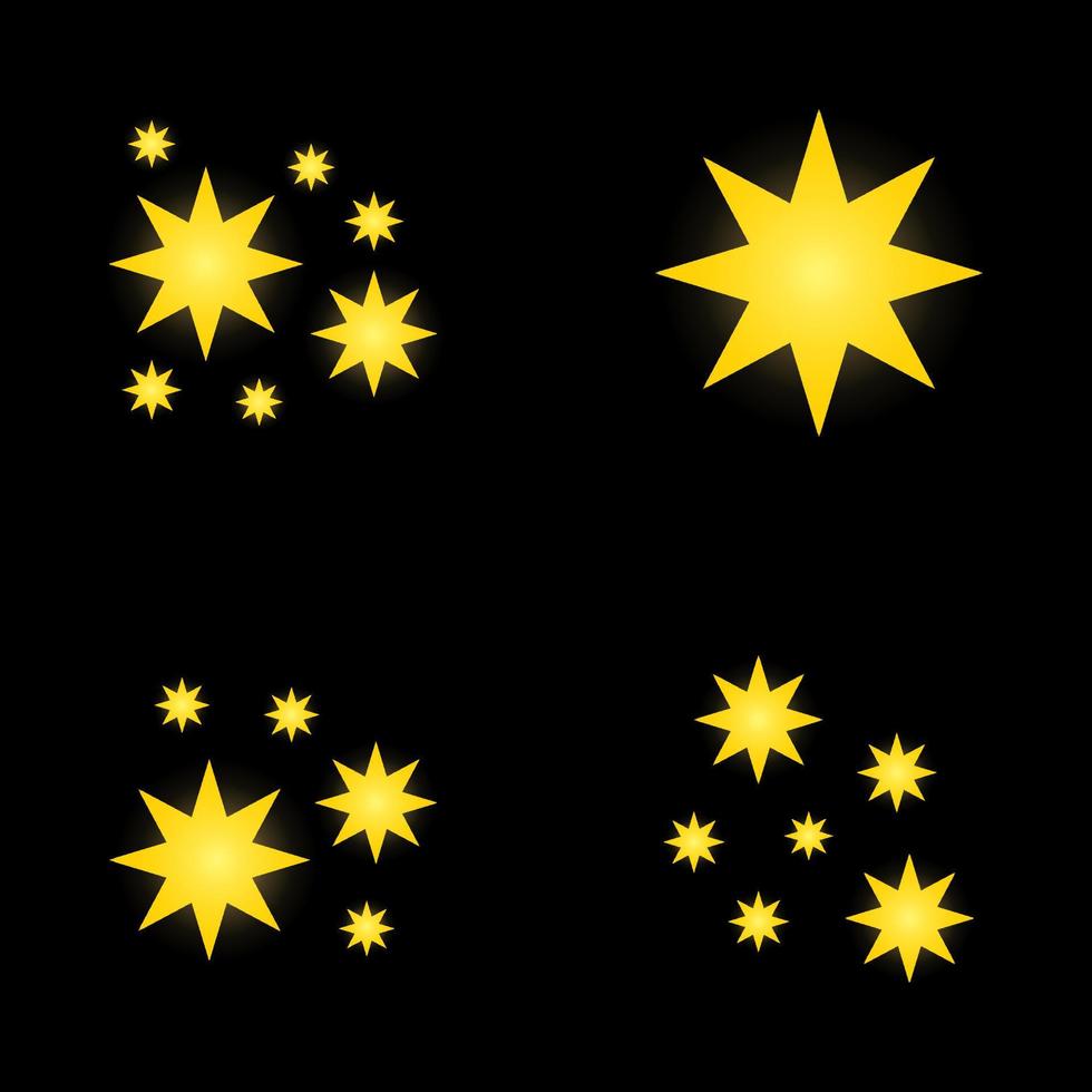 conjunto de estrellas brilla, diseño plano vector