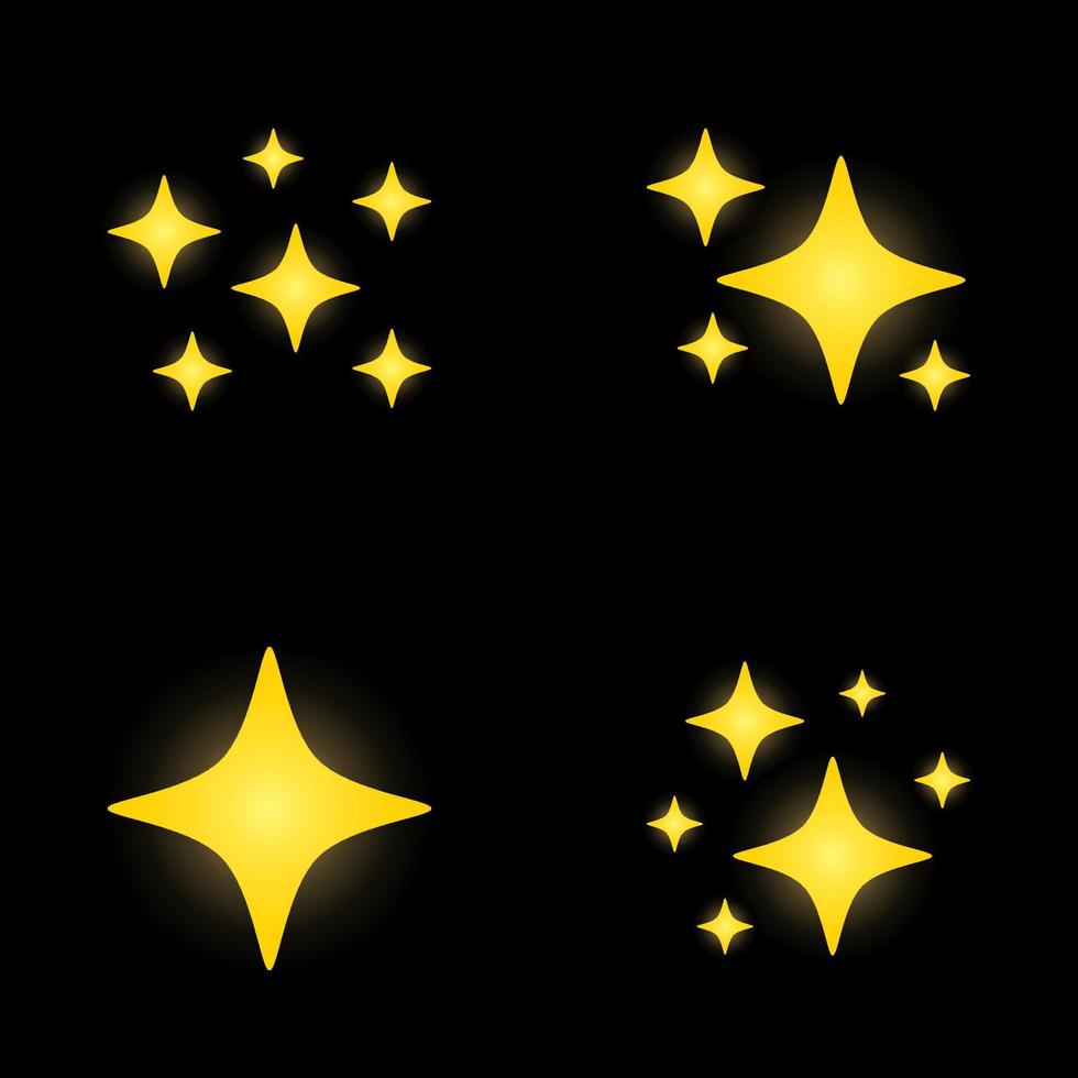 conjunto de estrellas brilla, diseño plano vector