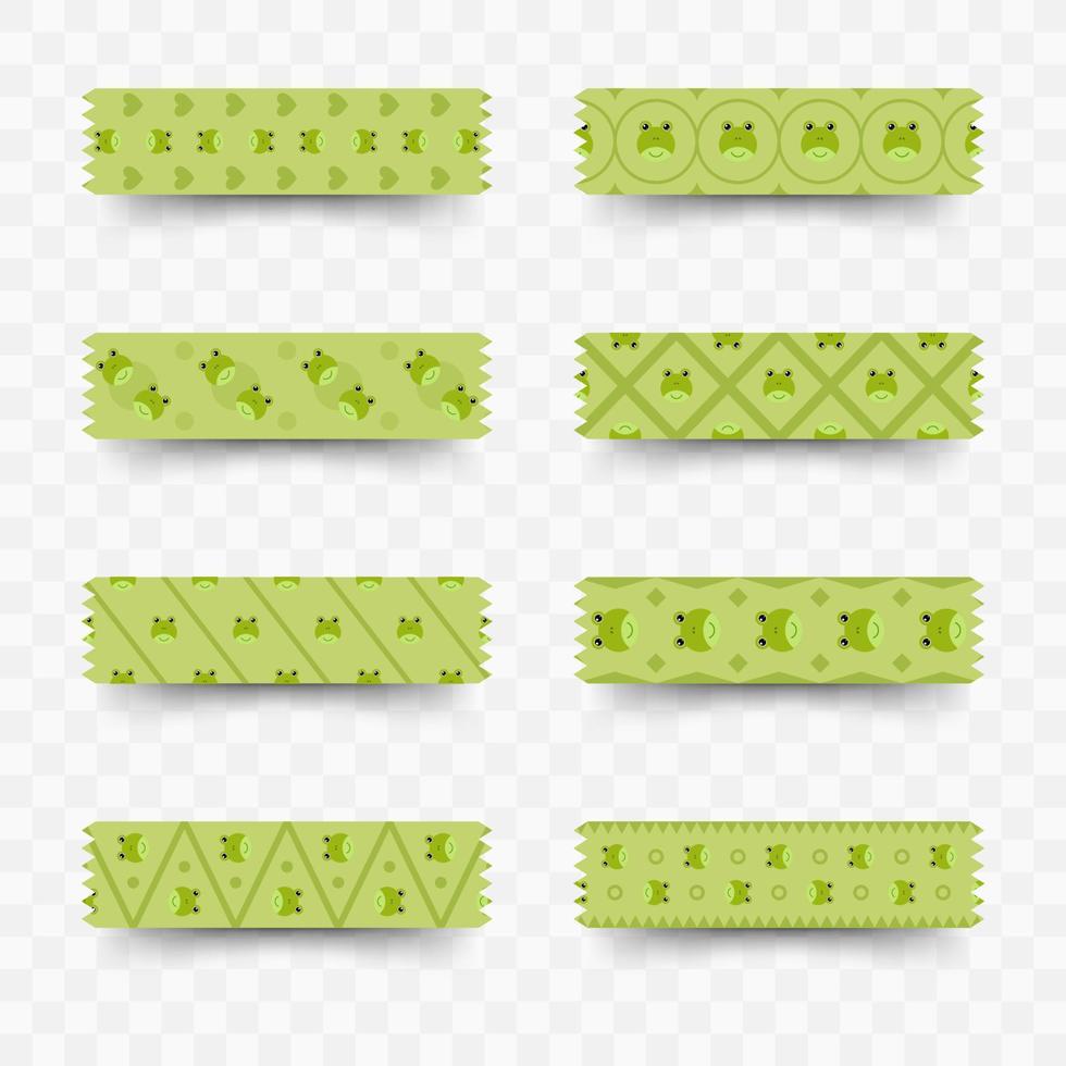Set of Frog washi tape vector