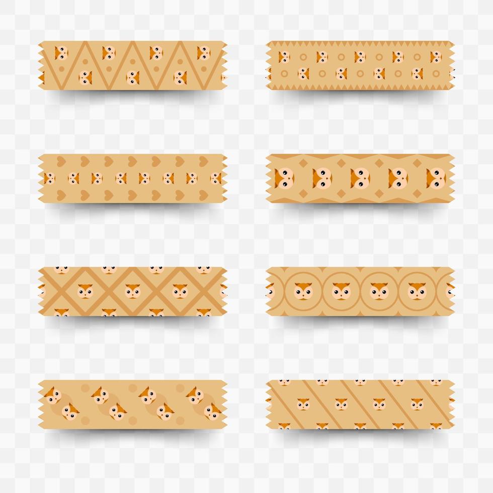 conjunto de cinta washi de búho vector