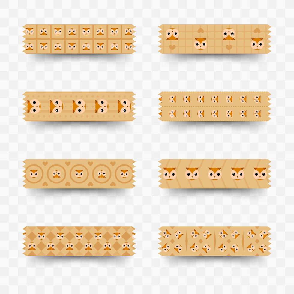 Set of Owl washi tape vector
