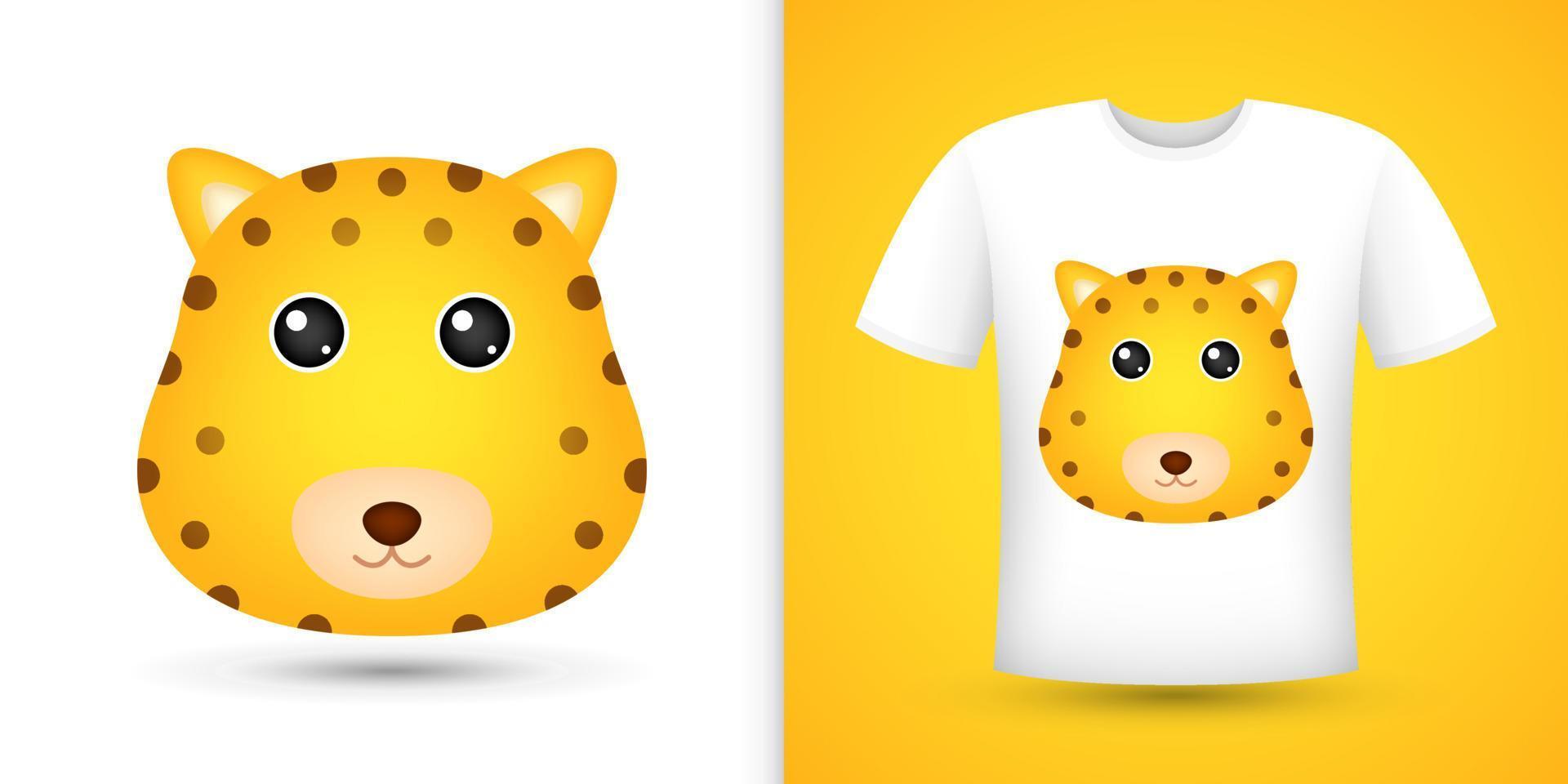 cabeza de leopardo en camisa blanca vector