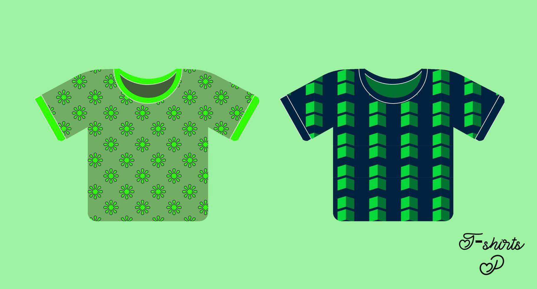 vector de dibujos animados de camiseta verde e ilustración, diseño de vectores para productos textiles e industriales.