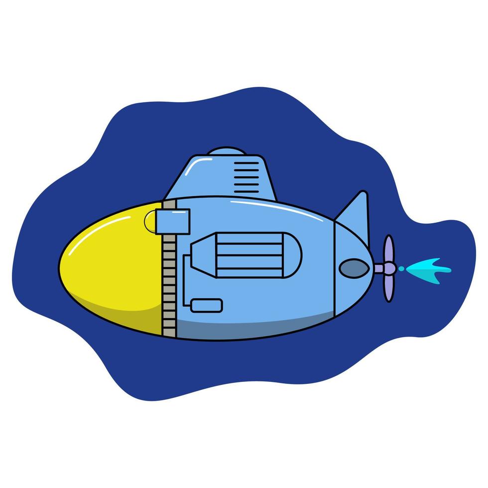 Flat illustration vector design of submarine. good for kids education, apparel design for kids, etc
