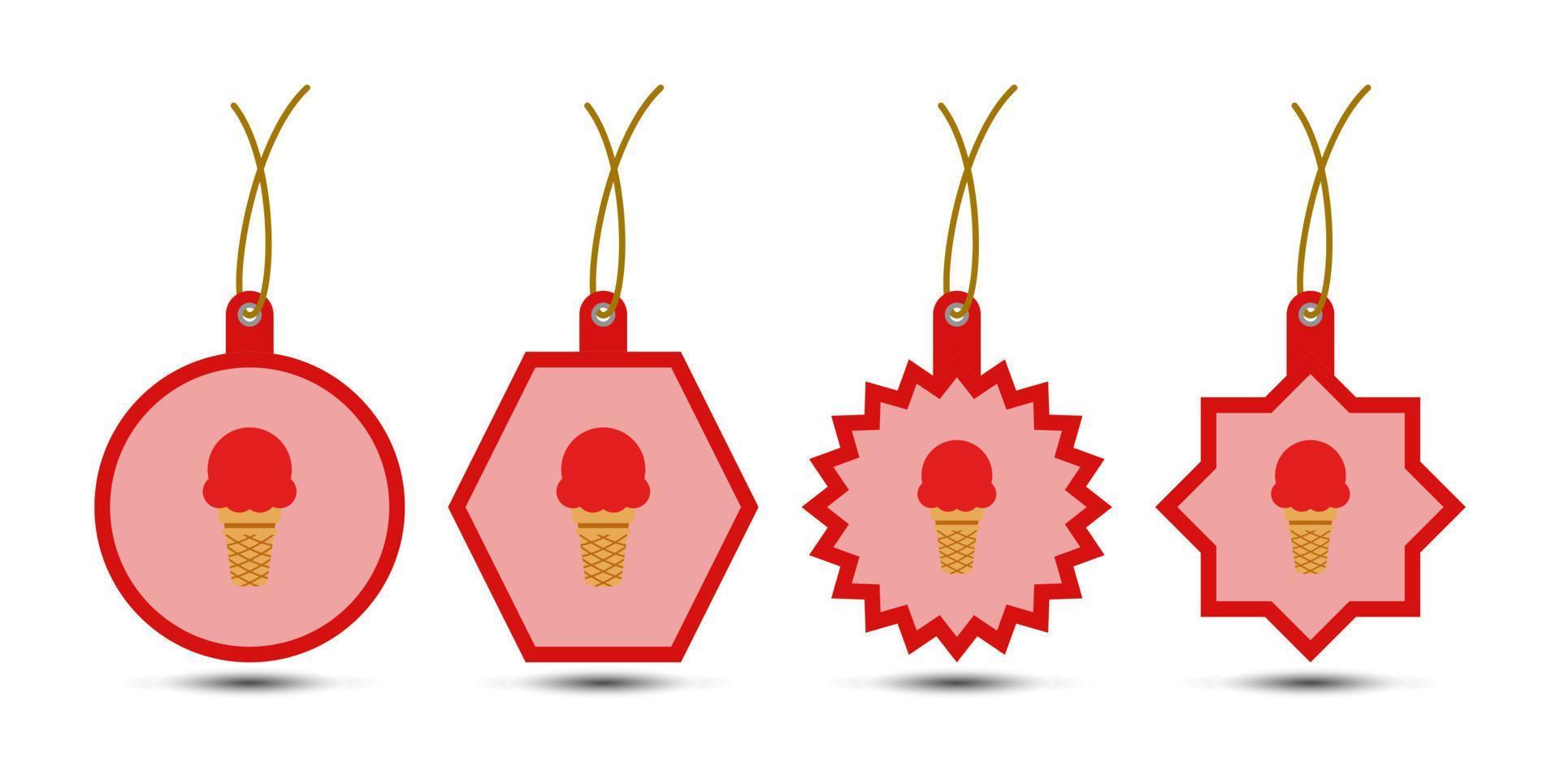 Set of Ice Cream tags with cord vector