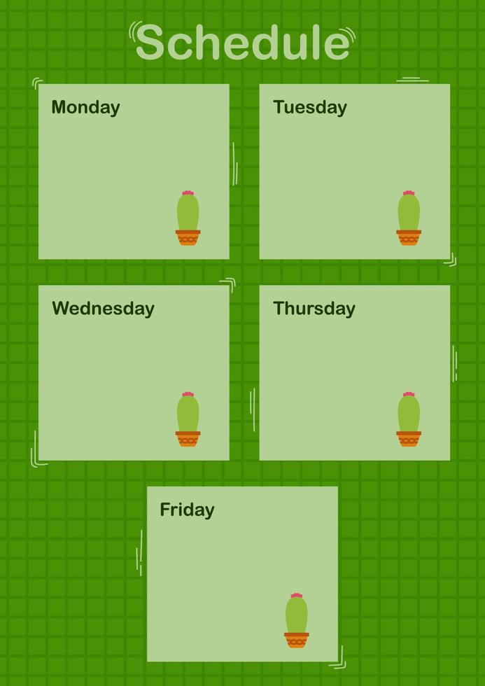 Daily and weekly planner with Cactus vector