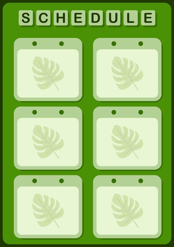 Daily and weekly planner with Monstera vector