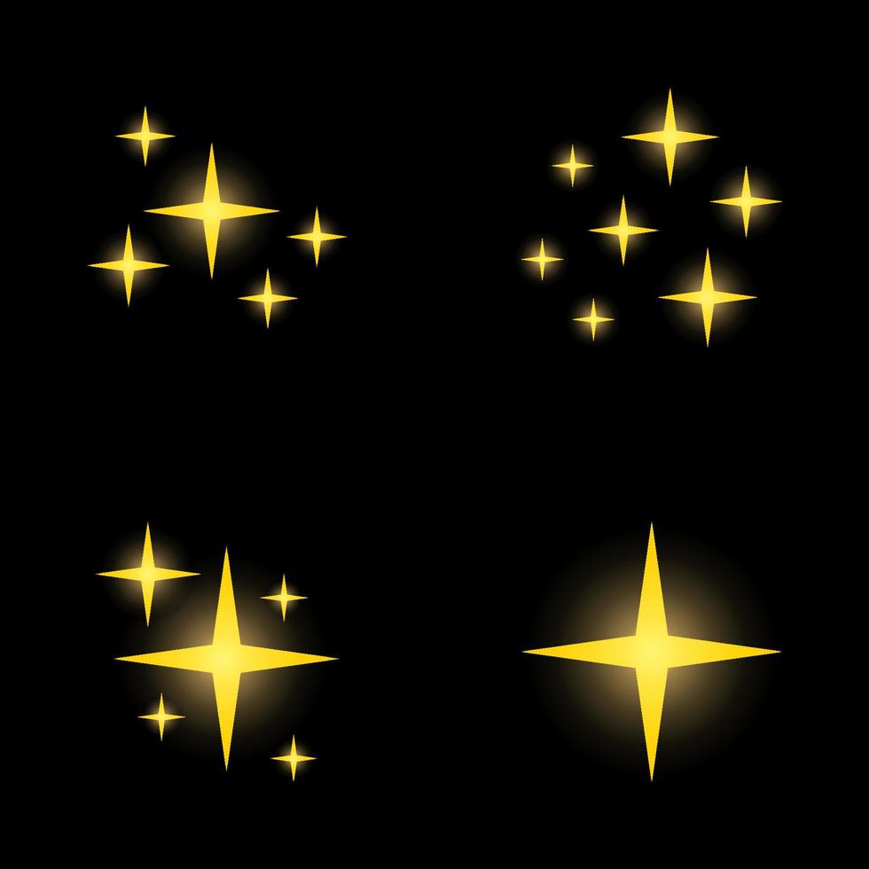 Set of stars sparkles, flat design vector