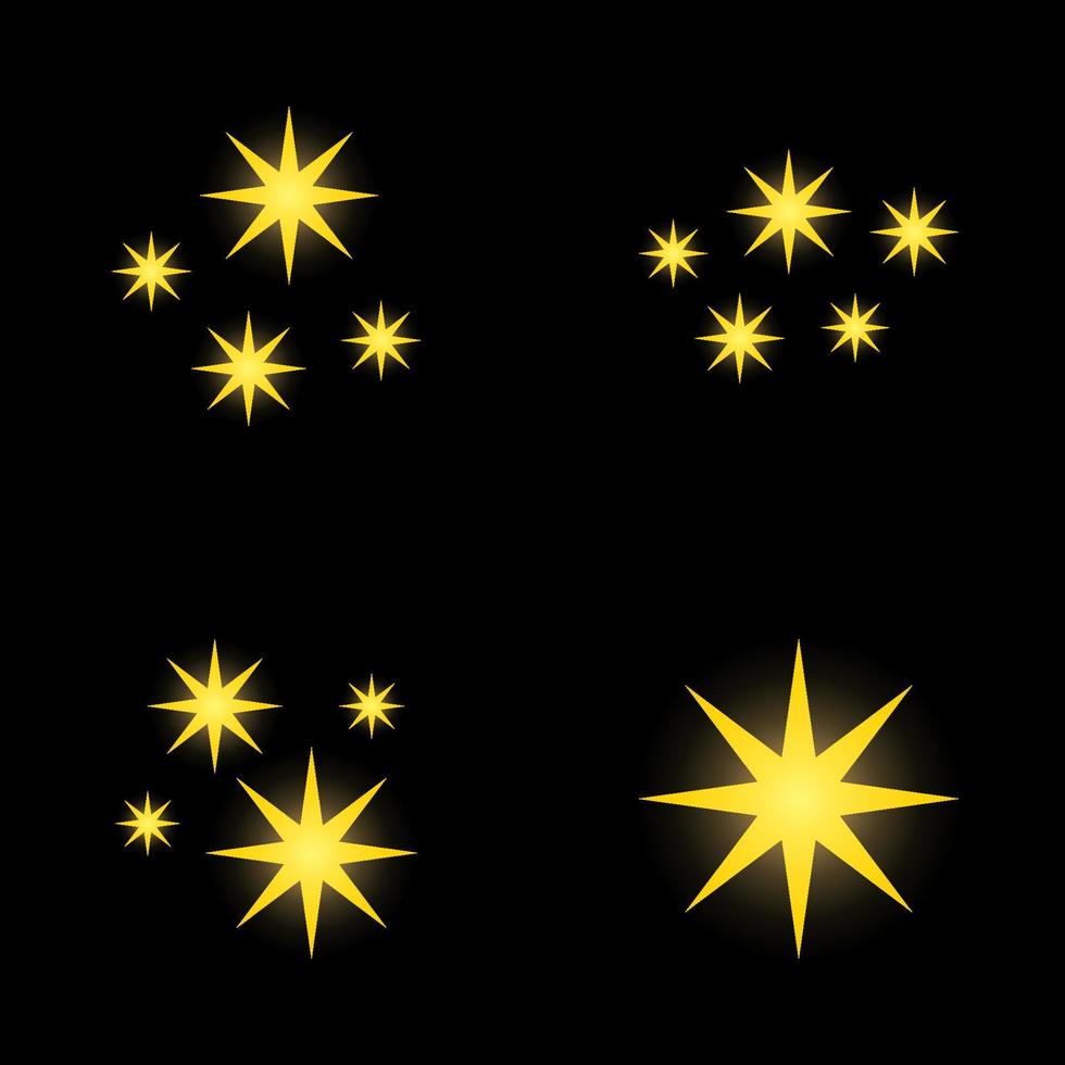 Set of stars sparkles, flat design vector