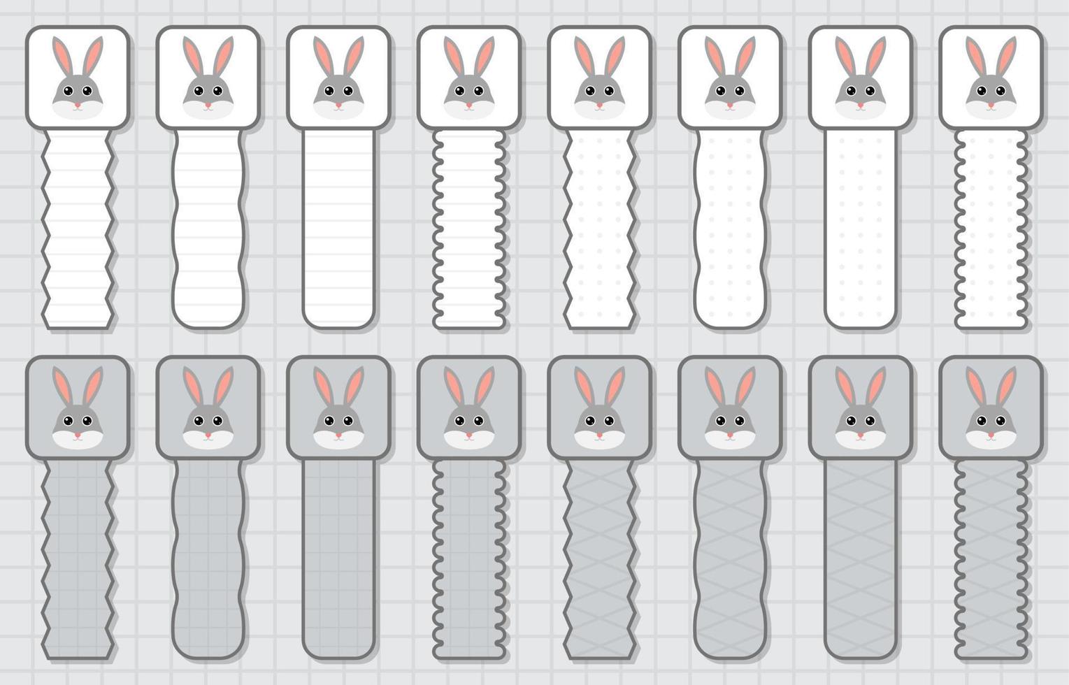 juego de pegatinas de notas con conejo vector