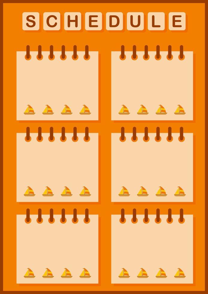 Daily and weekly planner with Sailboat vector