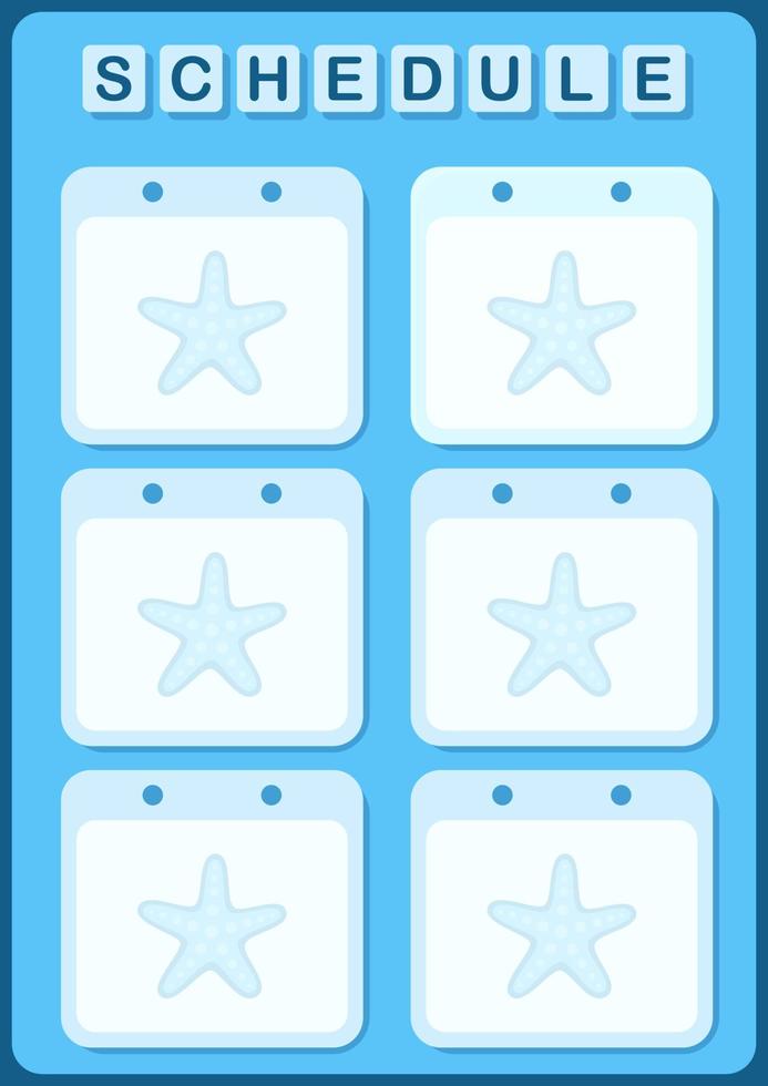 Daily and weekly planner with Starfish vector