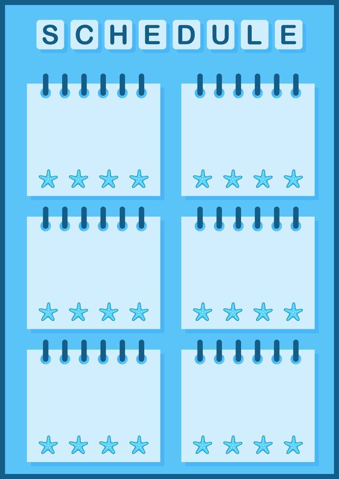Daily and weekly planner with Starfish vector
