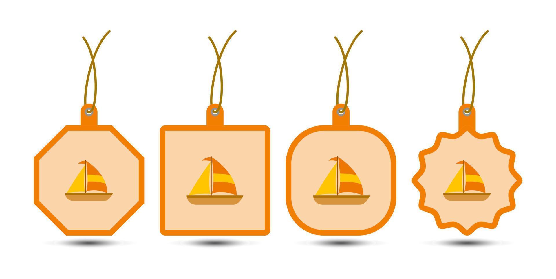 Set of Sailboat tags with cord vector
