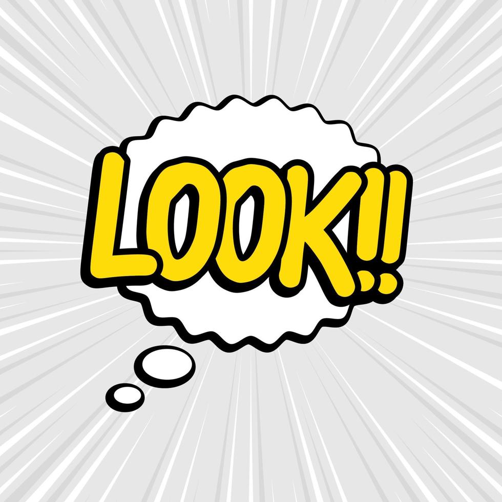 Comic speech bubbles isolated with text LOOK vector