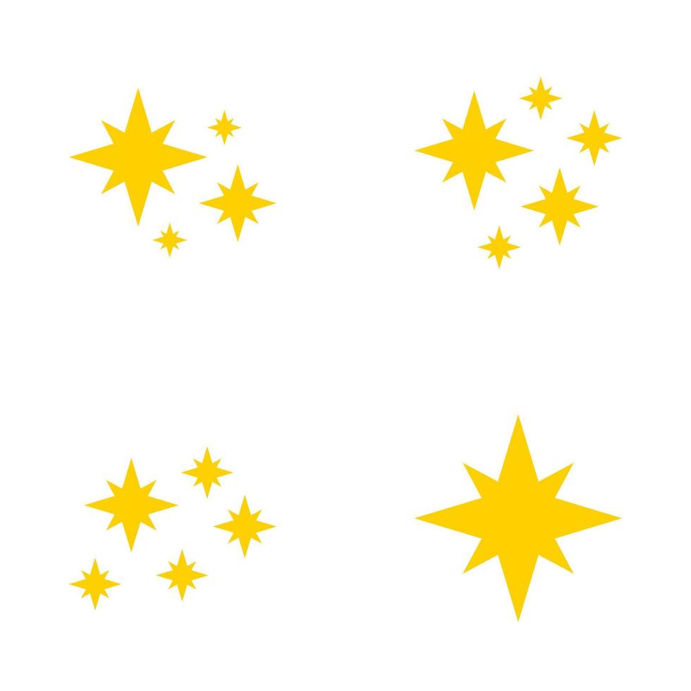 Set of stars sparkles, flat design vector