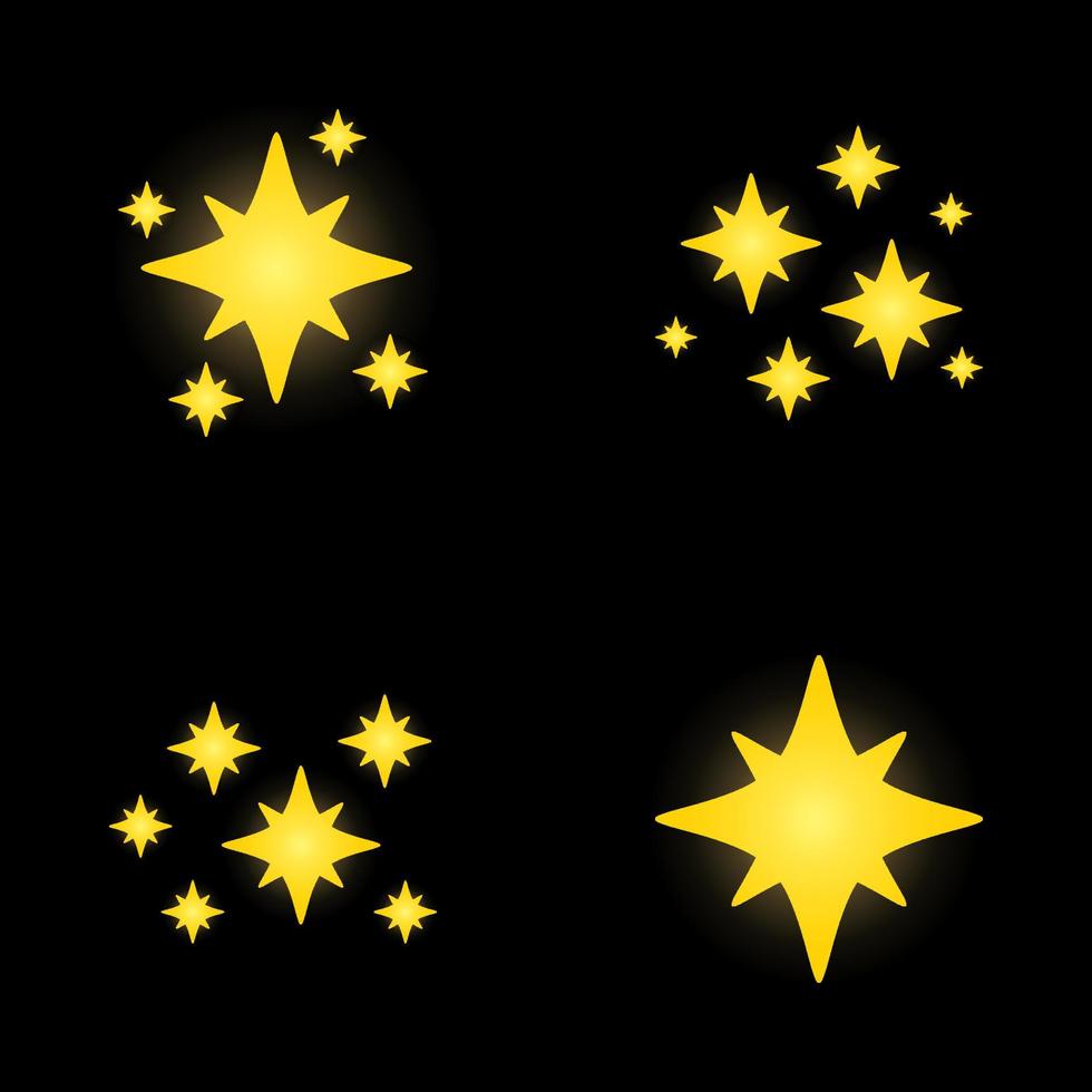 Set of stars sparkles, flat design vector