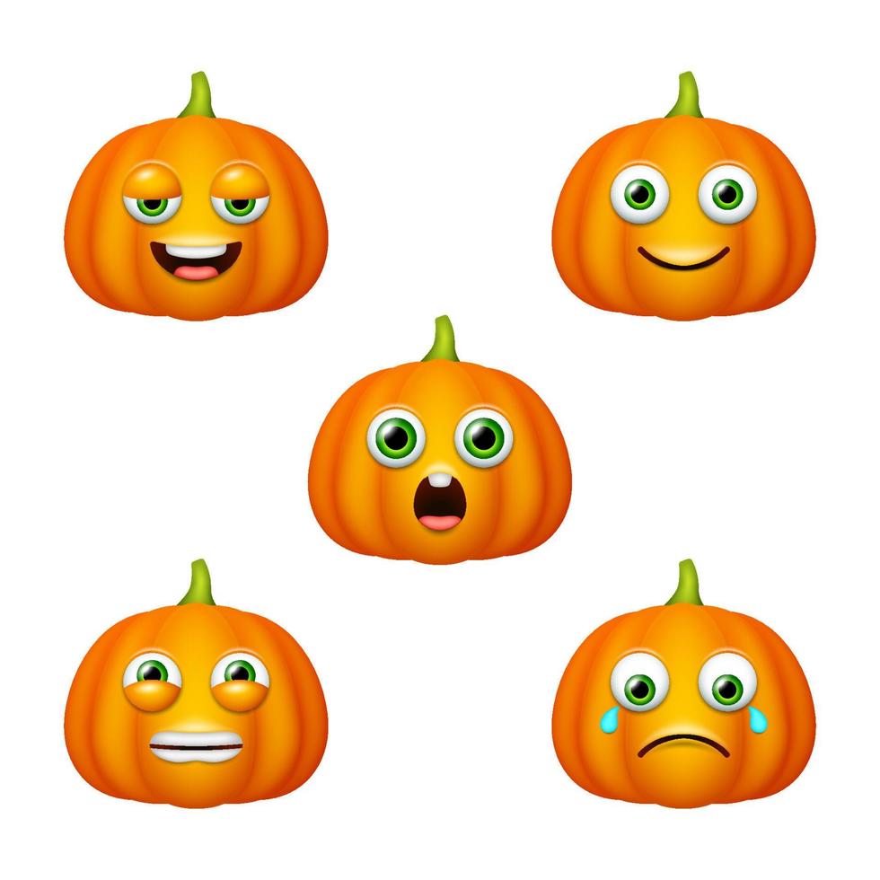 emoticono de linda calabaza. conjunto de vectores aislados