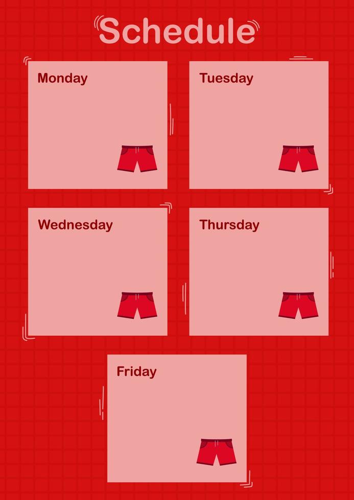 Daily and weekly planner with Shorts vector