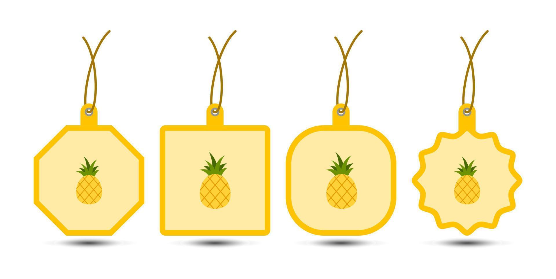 Set of Pineapple tags with cord vector