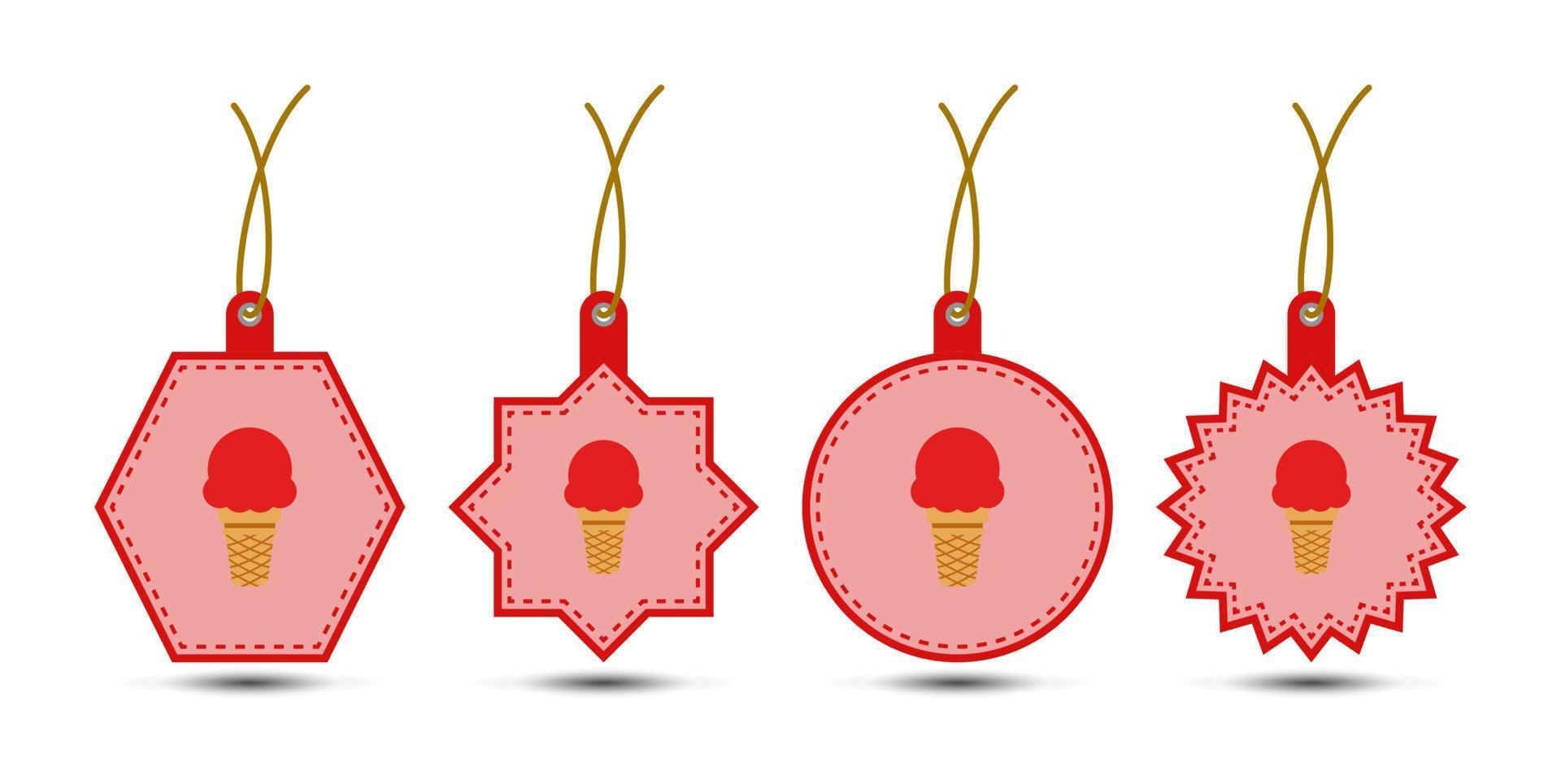 Set of Ice Cream tags with cord vector