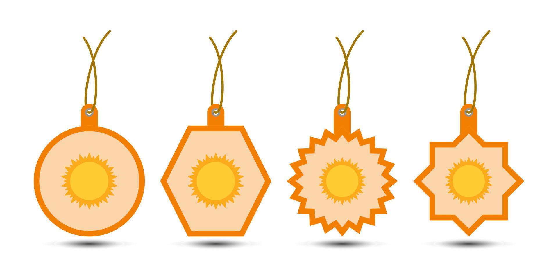 Set of Sun tags with cord vector