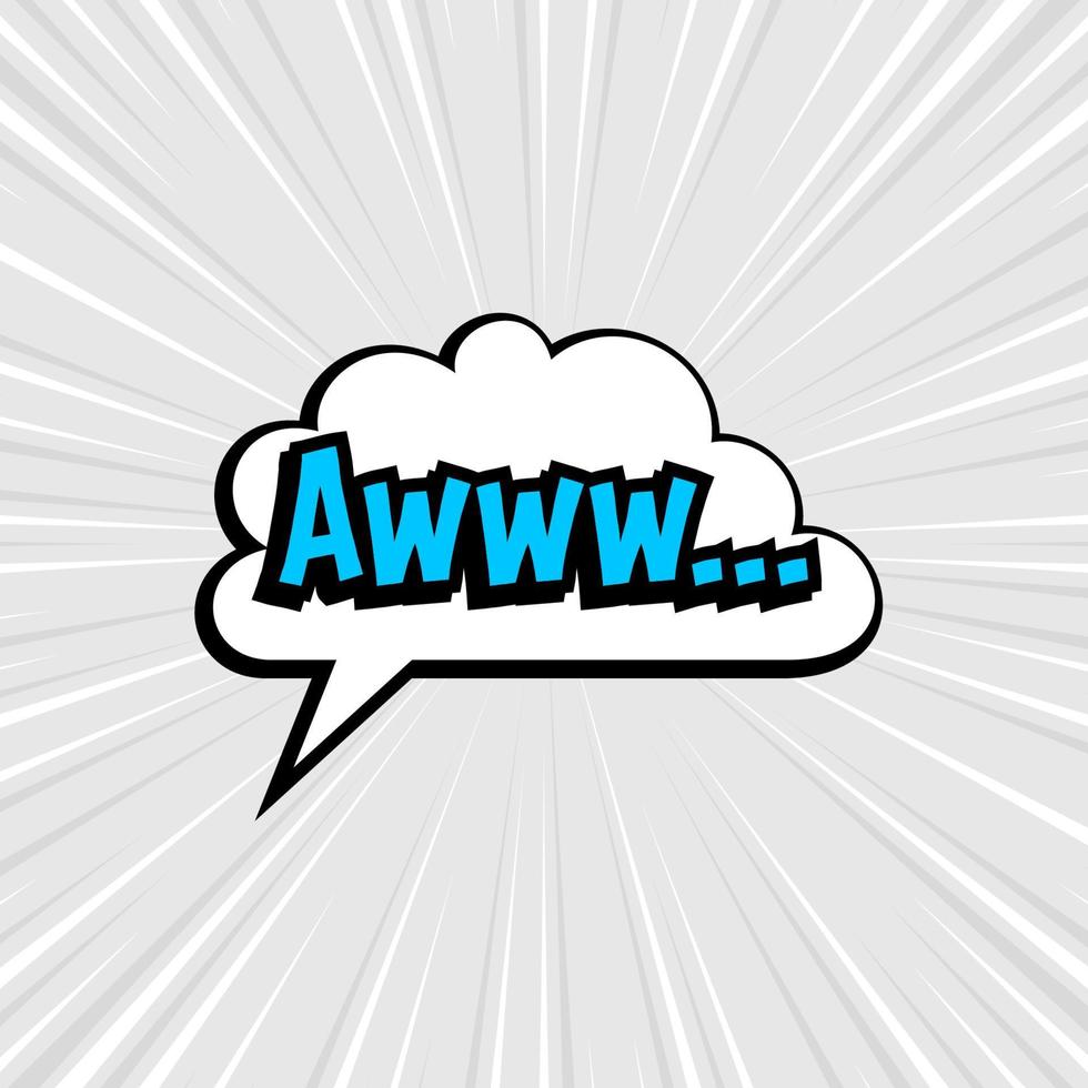 Comic speech bubbles isolated with text AWWW vector