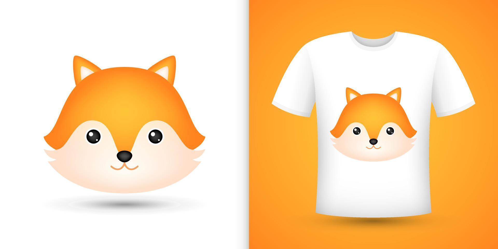 Fox head on white shirt vector