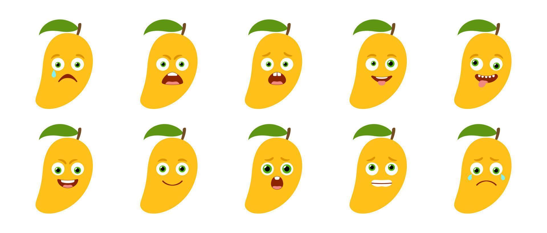 Emoticon of cute Mango. Isolated vector set