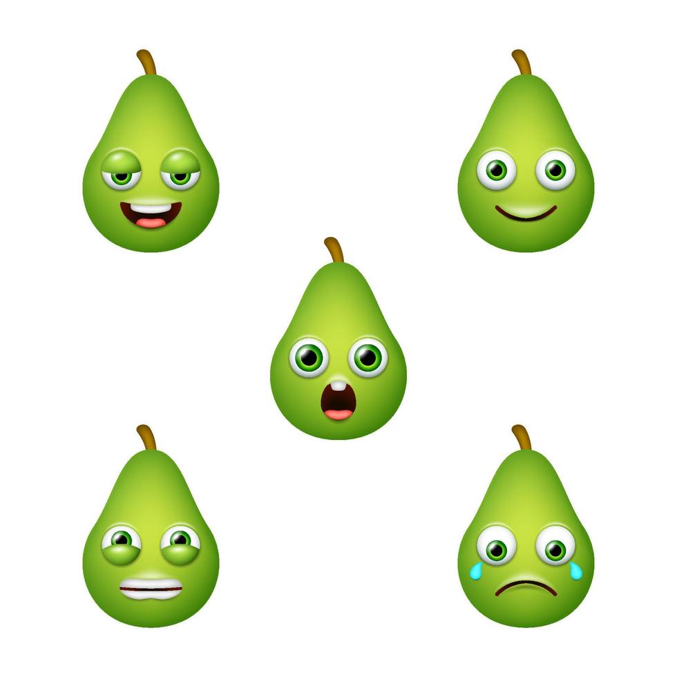 Emoticon of cute Avocado. Isolated vector set
