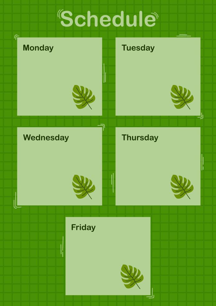 Daily and weekly planner with Monstera vector