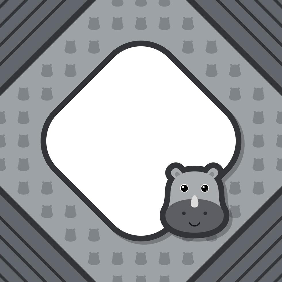 Greeting card template with Rhinoceros vector