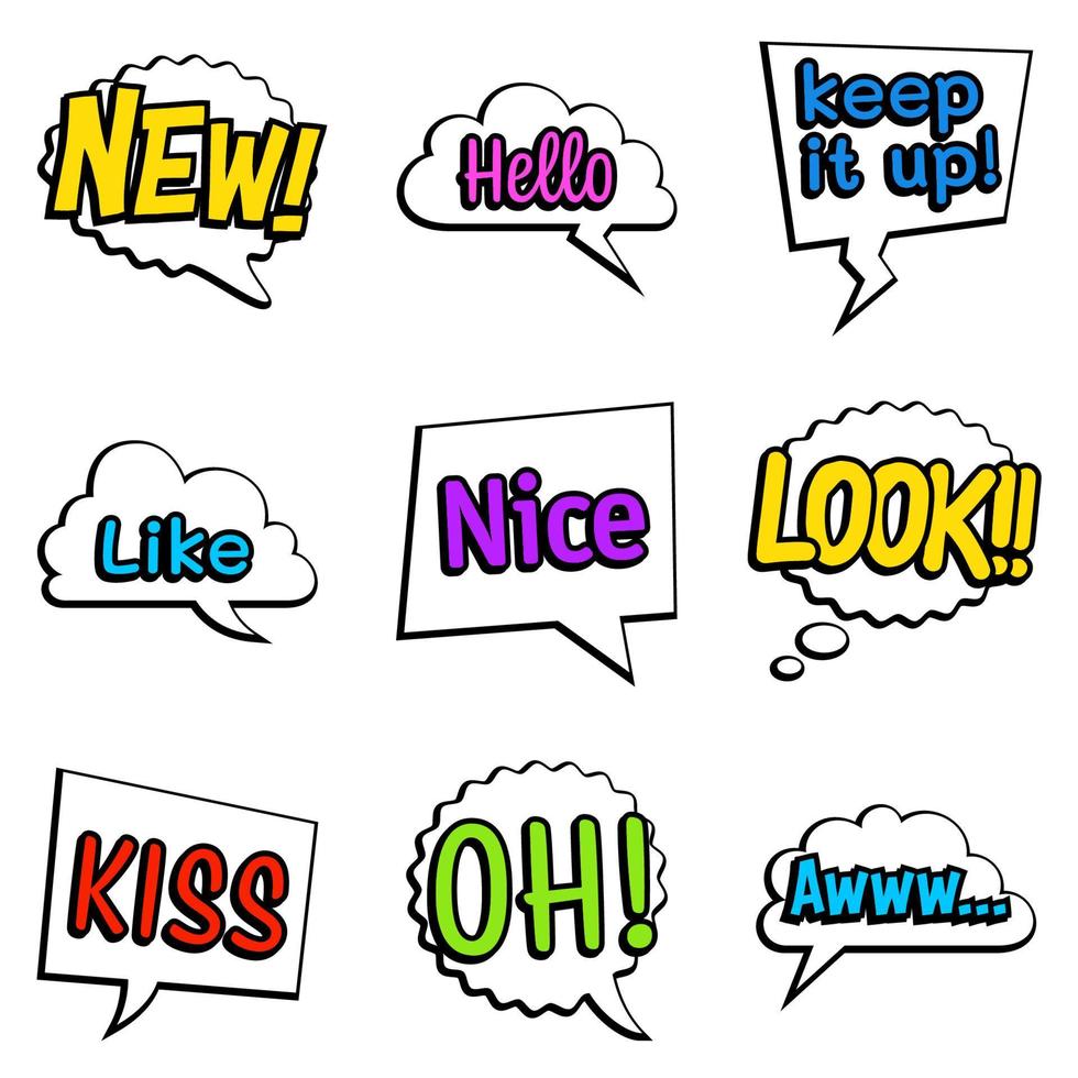 Collection of speech bubbles isolated with text vector