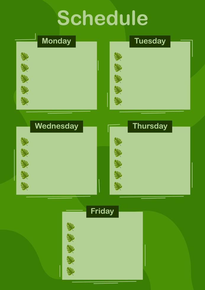 Daily and weekly planner with Monstera vector