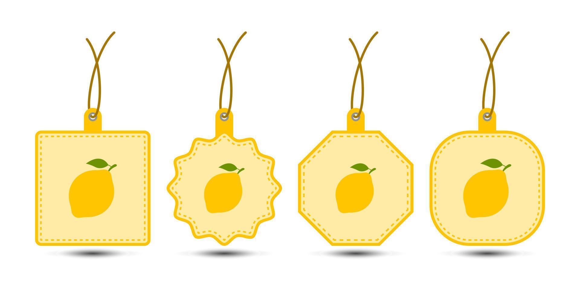 Set of Lemon tags with cord vector