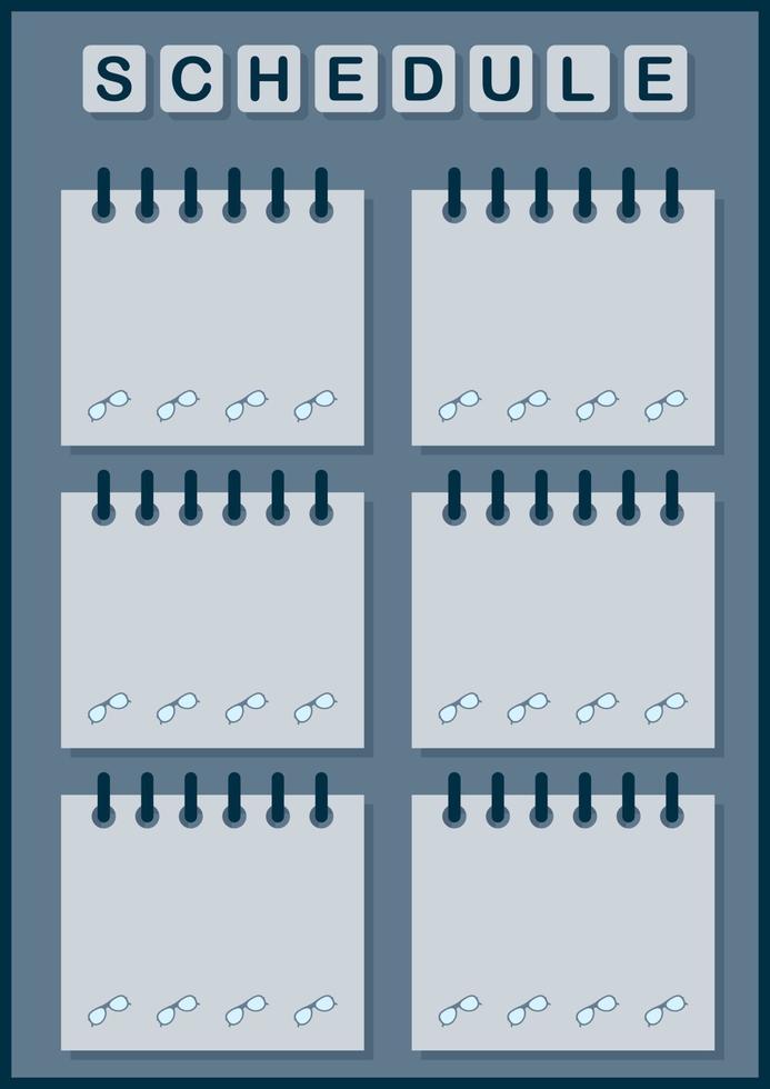 Daily and weekly planner with Glasses vector