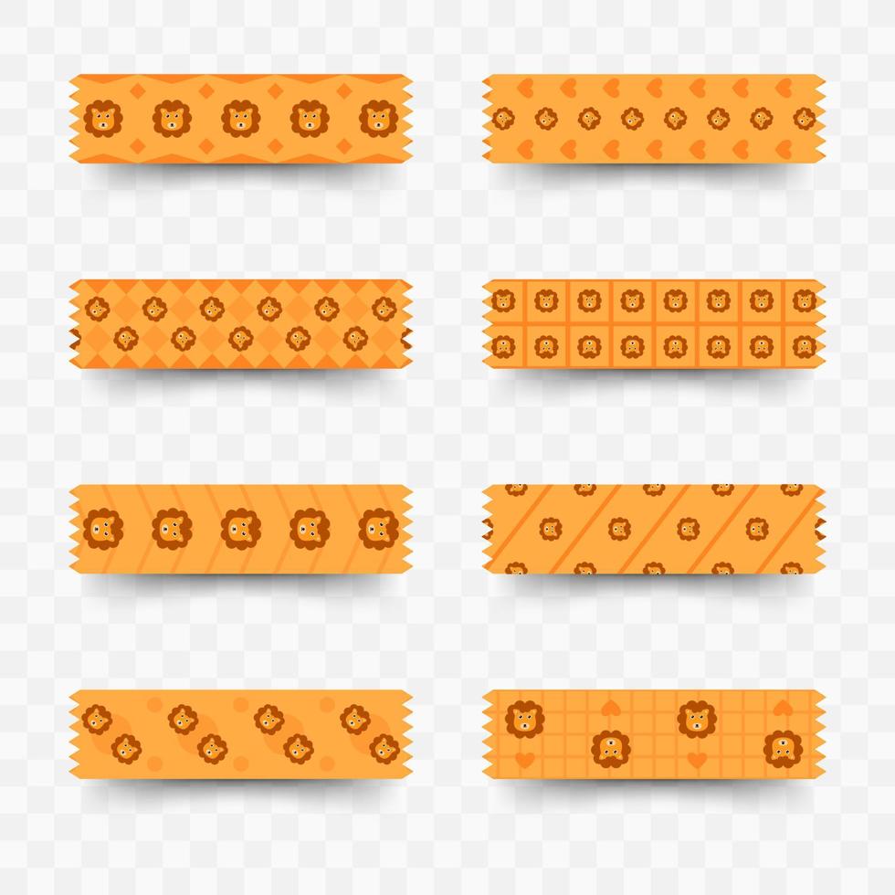 Set of Lion washi tape vector